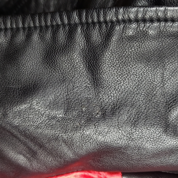 L’ecole des Femmes Vegan Leather Black Moto Jacket Red Satin Interior Lining S - Picture 8 of 10